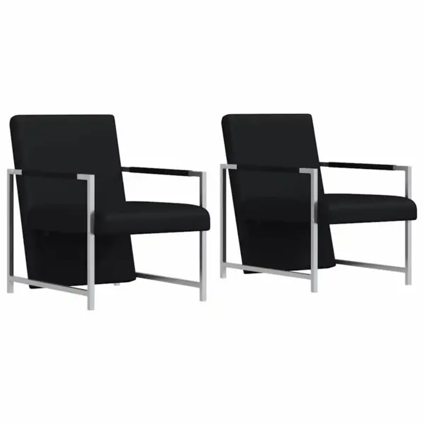 Kaasaegsed mustad tugitoolid, 2 tk, kunstnahk, kroomitud raamiga, 53 x 69 x 73 cm – 2