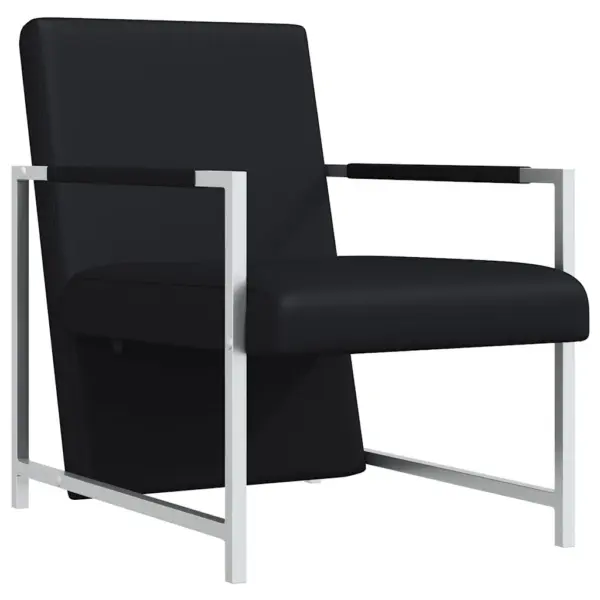Kaasaegsed mustad tugitoolid, 2 tk, kunstnahk, kroomitud raamiga, 53 x 69 x 73 cm – 3