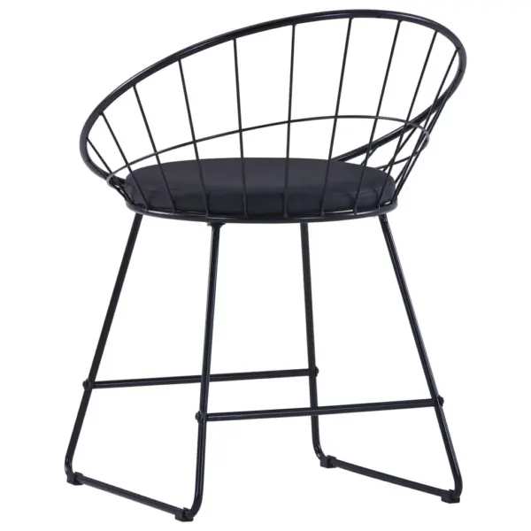 Mustad söögitoolid kunstnahast istmepatjadega, 4 tk, pulbervärvitud teras, 58 x 51 x 72,5 cm – 5