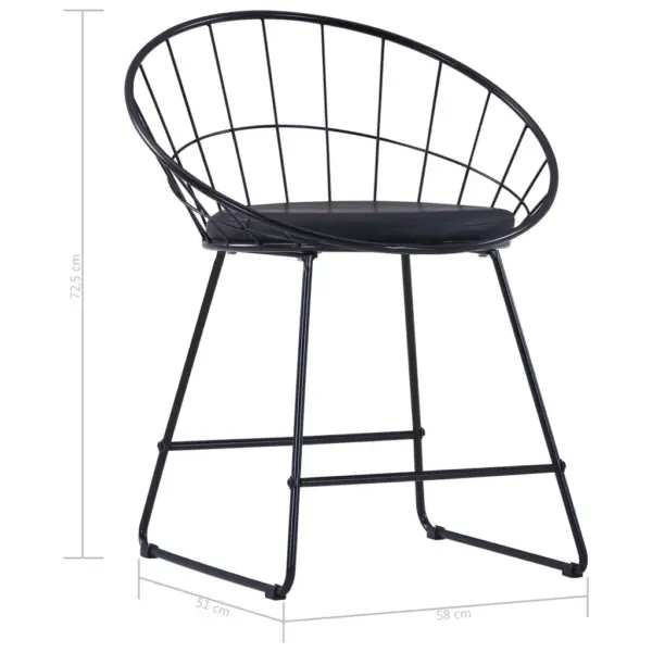 Mustad söögitoolid kunstnahast istmepatjadega, 4 tk, pulbervärvitud teras, 58 x 51 x 72,5 cm – 8