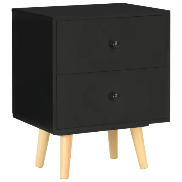 Öökapid 2 tk, mustad, 2 sahtliga, MDF-korpus ja männipuidust jalad, 40 x 30 x 50 cm – 3