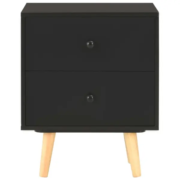 Öökapid 2 tk, mustad, 2 sahtliga, MDF-korpus ja männipuidust jalad, 40 x 30 x 50 cm – 4