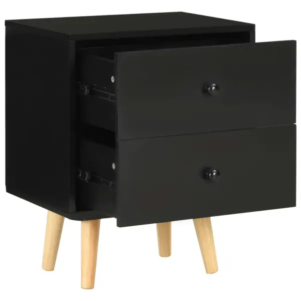 Öökapid 2 tk, mustad, 2 sahtliga, MDF-korpus ja männipuidust jalad, 40 x 30 x 50 cm – 6