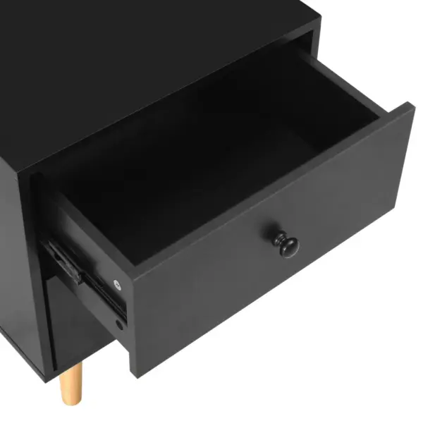 Öökapid 2 tk, mustad, 2 sahtliga, MDF-korpus ja männipuidust jalad, 40 x 30 x 50 cm – 9