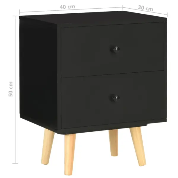 Öökapid 2 tk, mustad, 2 sahtliga, MDF-korpus ja männipuidust jalad, 40 x 30 x 50 cm – 10