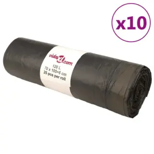 Pingutusnööridega prügikotid, mustad, 120 l, 250 tk