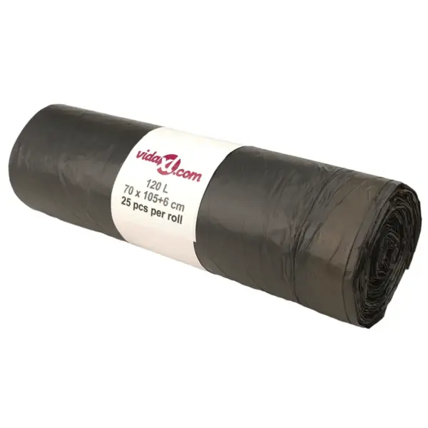 Pingutusnööridega prügikotid, mustad, 120 l, 250 tk - 2
