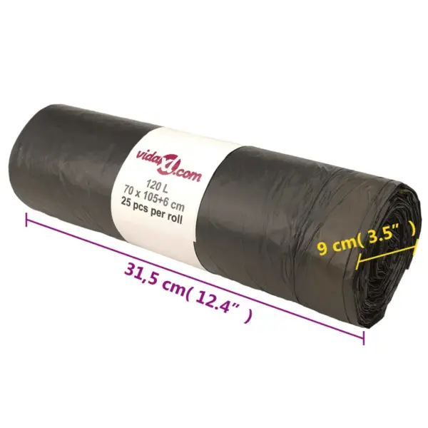 Pingutusnööridega prügikotid, mustad, 120 l, 250 tk - 8