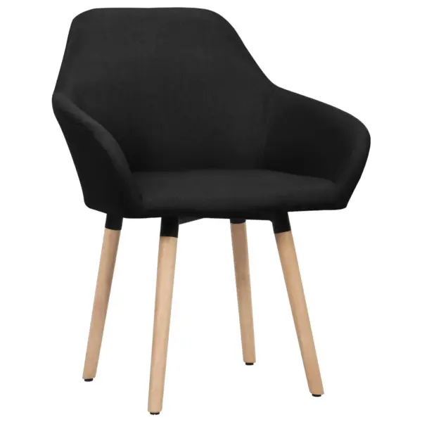 Polsterdatud söögitoolid käetugedega, 2 tk, must kangas, puidust ja metallist jalad, 62 x 54 x 83,5 cm – 2