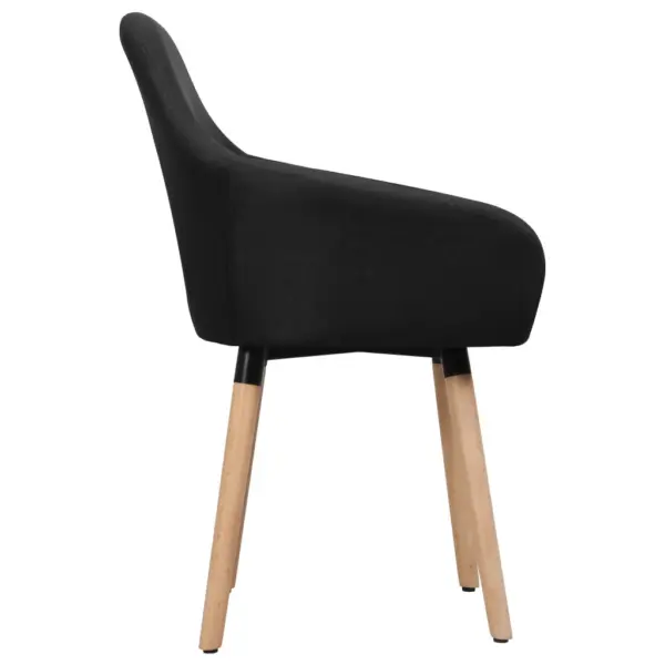 Polsterdatud söögitoolid käetugedega, 2 tk, must kangas, puidust ja metallist jalad, 62 x 54 x 83,5 cm – 4