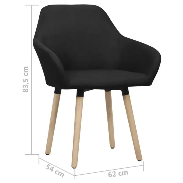 Polsterdatud söögitoolid käetugedega, 2 tk, must kangas, puidust ja metallist jalad, 62 x 54 x 83,5 cm – 6