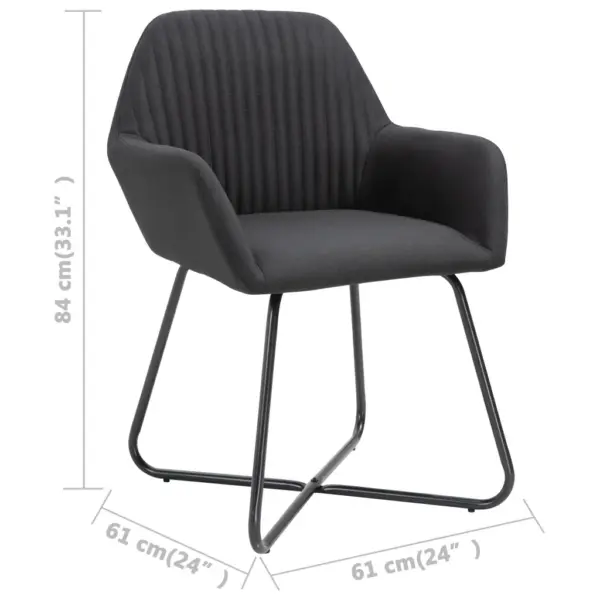 Polsterdatud käetugedega söögitoolid, 4 tk, must kangas, metalljalgadega – 8