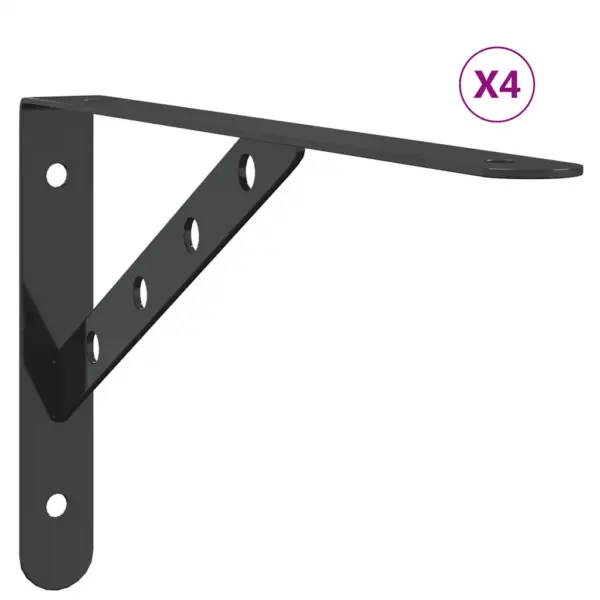 Mustad roostevabast terasest riiulikandurid, 4 tk, 30 x 2,5 x 15,5 cm, kandevõime 50 kg – 2