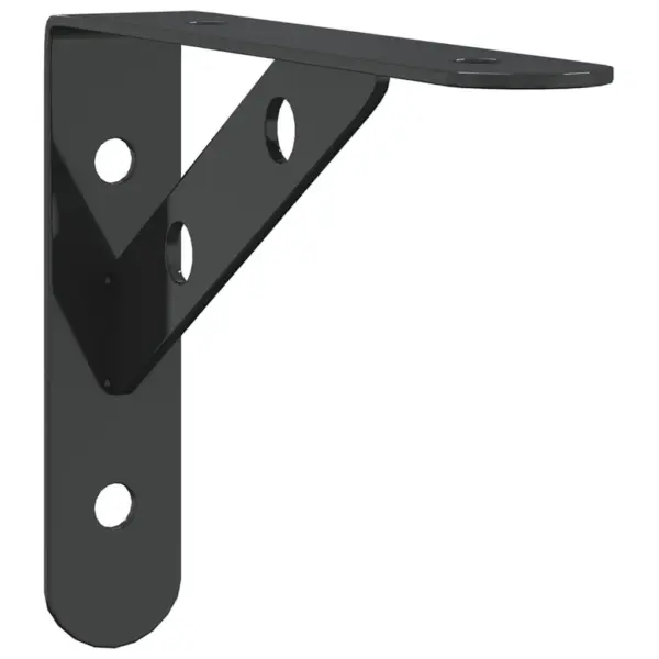 Riiulikandurid 4 tk, must roostevaba teras, 15 x 2,5 x 15 cm, 50 kg kandevõimega - 3