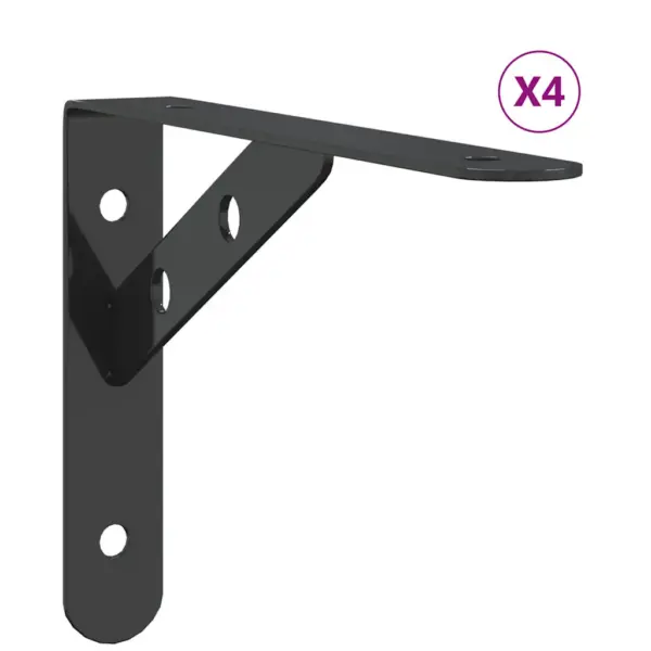 Mustad riiulikronsteinid 4 tk, roostevaba teras, 20 x 2,5 x 14 cm, kandevõime 50 kg – 2