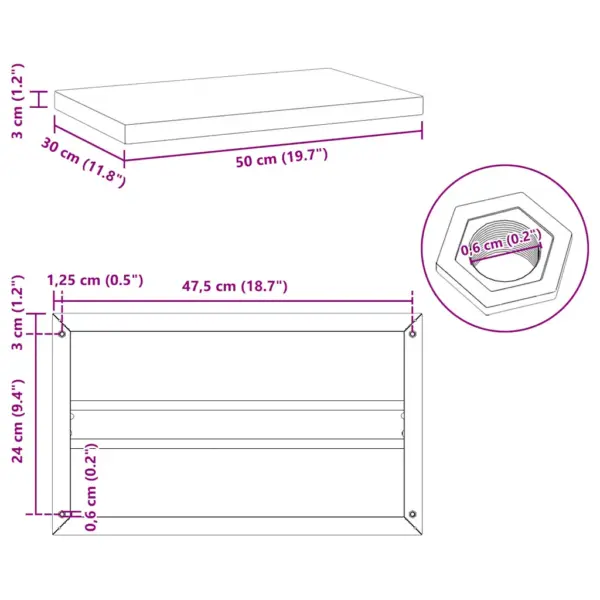 Seinariiulid 2 tk, must roostevaba teras, 50 x 30 cm – 10