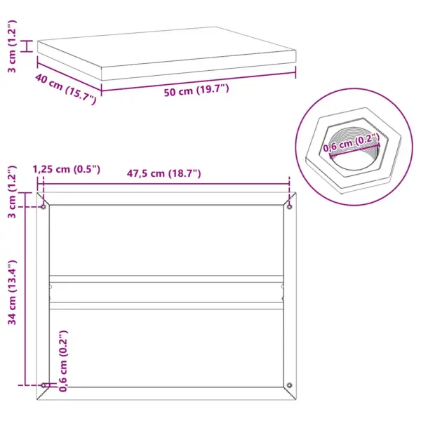 Mustad roostevabast terasest seinariiulid, 2 tk, 50 x 40 cm – 10