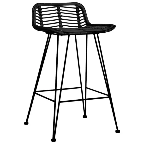Mustad rotangist baaritoolid metalljalgadel, 2 tk, 46 x 48 x 79 cm – 2