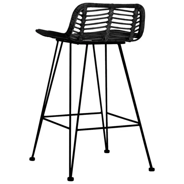 Mustad rotangist baaritoolid metalljalgadel, 2 tk, 46 x 48 x 79 cm – 5