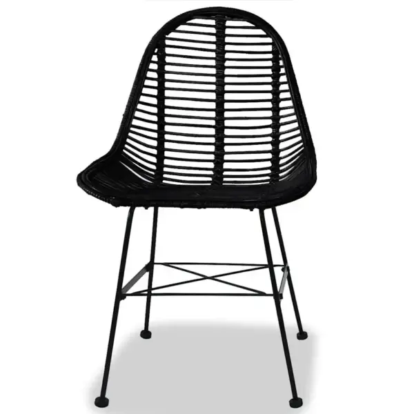 Mustad koloniaalstiilis söögitoolid naturaalsest rotangist ja sepistatud rauast jalgadega, 4 tk, 48 x 61 x 85 cm – 2