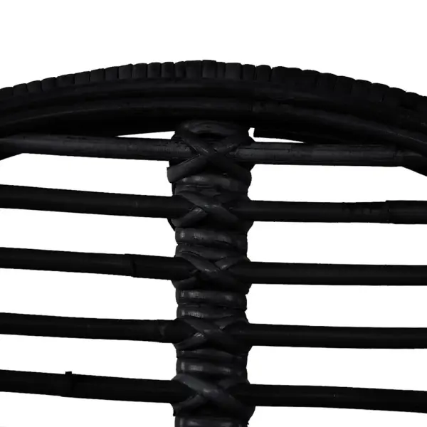 Mustad koloniaalstiilis söögitoolid naturaalsest rotangist ja sepistatud rauast jalgadega, 4 tk, 48 x 61 x 85 cm – 4