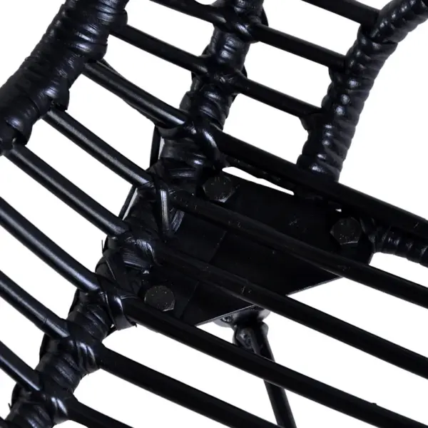 Mustad rotangist söögitoolid puidust jalgadega, 4 tk, 48 x 64 x 85 cm – 5