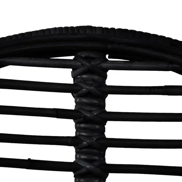 Mustad söögitoolid naturaalsest rotangist istmega, sepistatud rauast jalgadega, 6 tk, 49 x 56 x 84 cm – 4