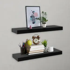 Mustad MDF seinariiulid nähtamatu kinnitusega, 2 tk, 40 x 20 x 3,8 cm