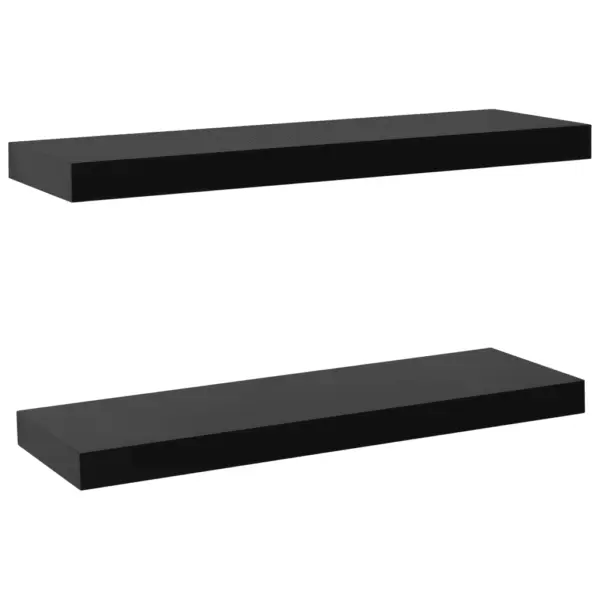 Musta värvi seinariiulid nähtamatu kinnitusega, 2 tk, MDF, 60 x 20 x 3,8 cm – 2
