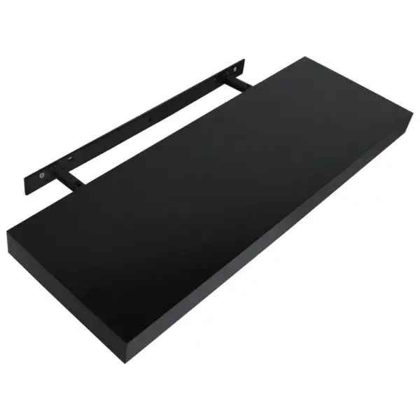 Musta värvi seinariiulid nähtamatu kinnitusega, 2 tk, MDF, 60 x 20 x 3,8 cm – 4