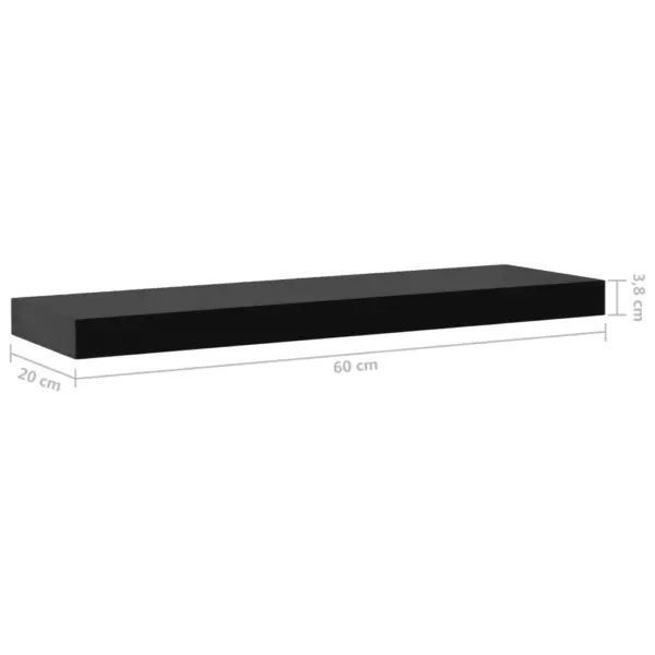 Musta värvi seinariiulid nähtamatu kinnitusega, 2 tk, MDF, 60 x 20 x 3,8 cm – 6