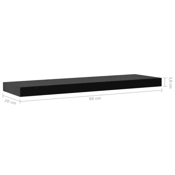 Seinariiulid nähtamatu kinnitusega, 2 tk, must MDF, 80 x 20 x 3,8 cm – 6