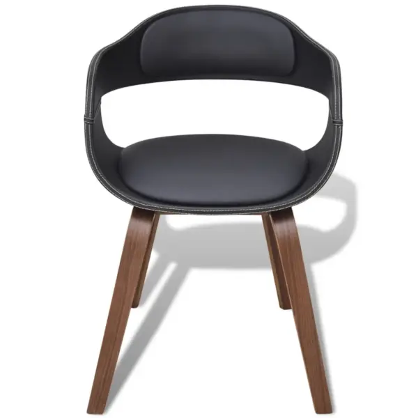 Ergonoomilised musta kunstnahaga söögitoolid käetugedega, 4 tk, pähklipuust painutatud raamiga – 2