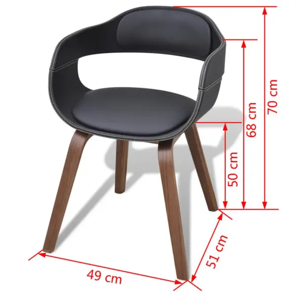 Ergonoomilised musta kunstnahaga söögitoolid käetugedega, 4 tk, pähklipuust painutatud raamiga – 6