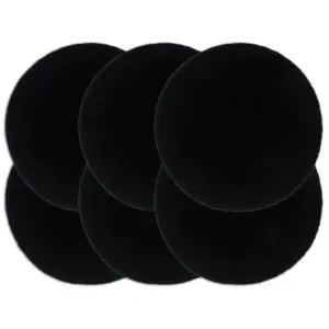 Käsitsi punutud ümmargused lauamatid, must puuvill, 6 tk, 38 cm