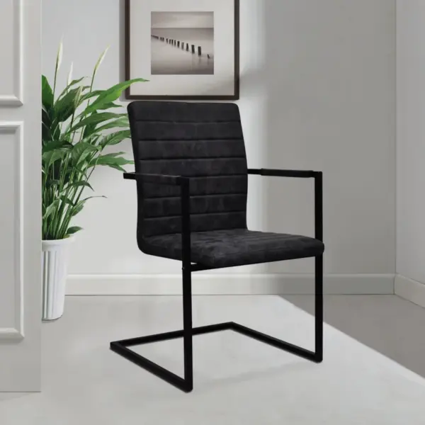 Vetruvate jalgadega käetugedega söögitoolid, 6 tk, must kunstnahk, terasraam, 53 x 61 x 88,2 cm – 7