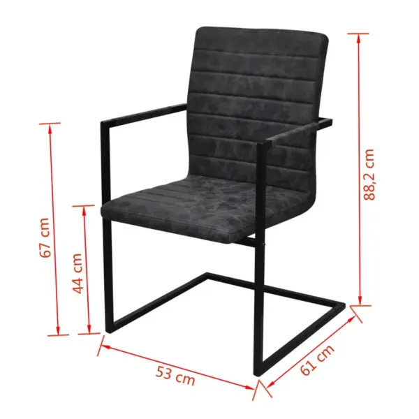 Vetruvate jalgadega käetugedega söögitoolid, 6 tk, must kunstnahk, terasraam, 53 x 61 x 88,2 cm – 8