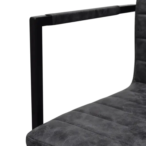 Mustad vetruvate jalgade ja käetugedega söögitoolid, kunstnahk, terasraam, 2 tk – 5