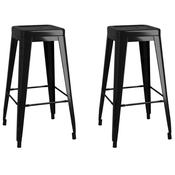 Virnastatavad metallist baaripukid jalatoega, 2 tk, must, 43 x 43 x 77 cm – 2
