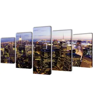 Viie paneeliga lõuendseinamaali komplekt New Yorgi linnavaatega, 200 x 100 cm