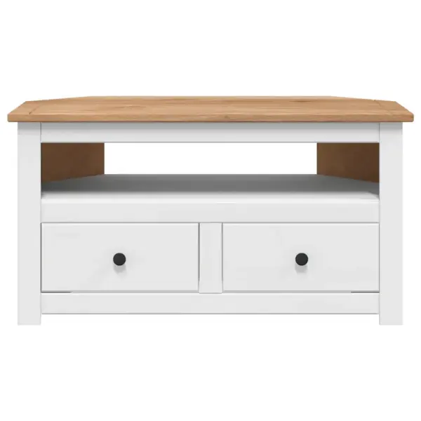 Nurga telerikapp sahtlitega, valge täispuidust, 93 x 49 x 49 cm, Panama sari – 5