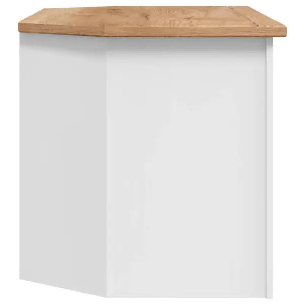 Nurga telerikapp sahtlitega, valge täispuidust, 93 x 49 x 49 cm, Panama sari – 6