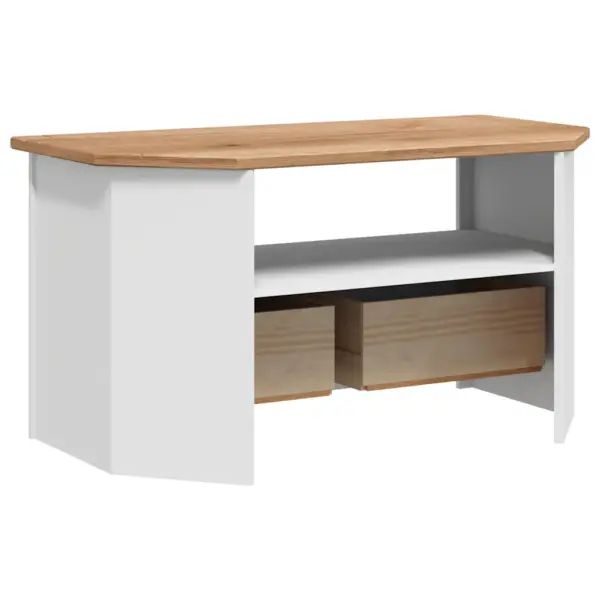 Nurga telerikapp sahtlitega, valge täispuidust, 93 x 49 x 49 cm, Panama sari – 7