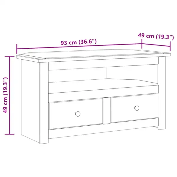 Nurga telerikapp sahtlitega, valge täispuidust, 93 x 49 x 49 cm, Panama sari – 10