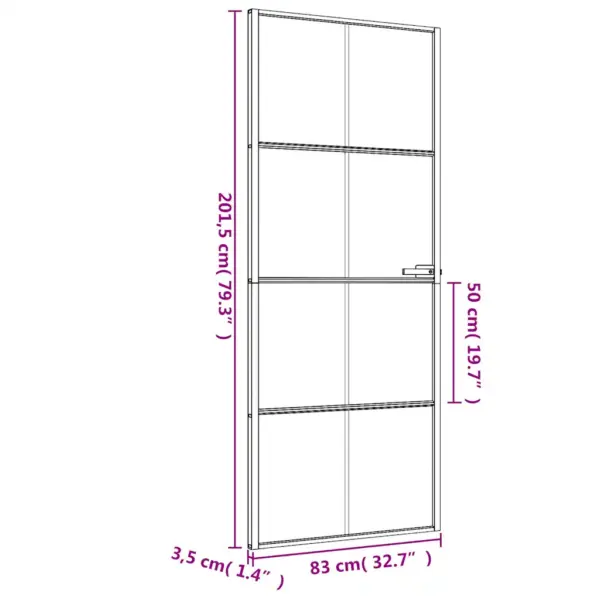 Õhuke klaasist siseuks musta alumiiniumraamiga, 83 x 201,5 cm – 9