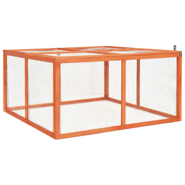 Õue küülikuaedik nulupuust ja terasvõrega, 124 x 120 x 60 cm – 2