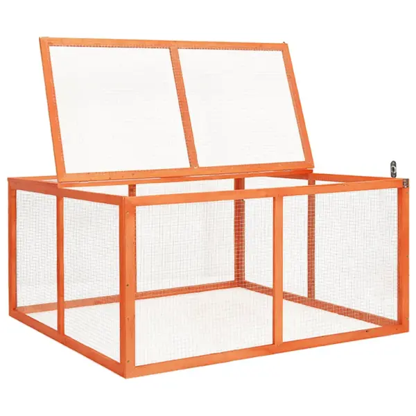 Õue küülikuaedik nulupuust ja terasvõrega, 124 x 120 x 60 cm – 3