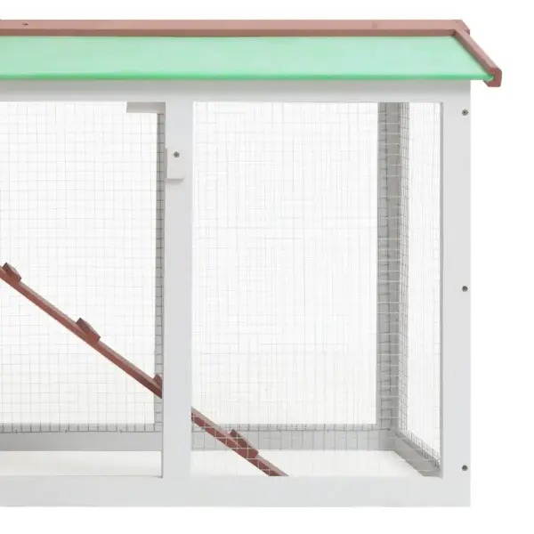 Kahekorruseline õueküülikupuur valge ja pruun, nulupuit ja vineer, 145 x 45 x 84 cm – 5