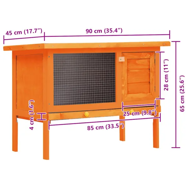 Õueküülikupuur 1-korruseline, männipuidust, pruun, 90 x 45 x 65,5 cm – 6