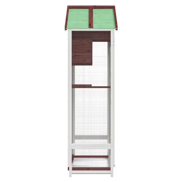 Õuelinnumaja traatvõrguga, helepruun ja valge männipuit, 91,5 x 53 x 170 cm – 6